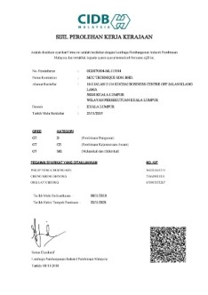 CIDB Sijil Perolehan Kerja Kerajaan